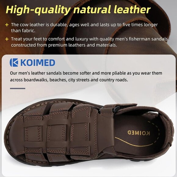〽️Men\'s Hiking Sandals Coffee Leather Athletic Casual Outdoor Sports Shoes main image 6